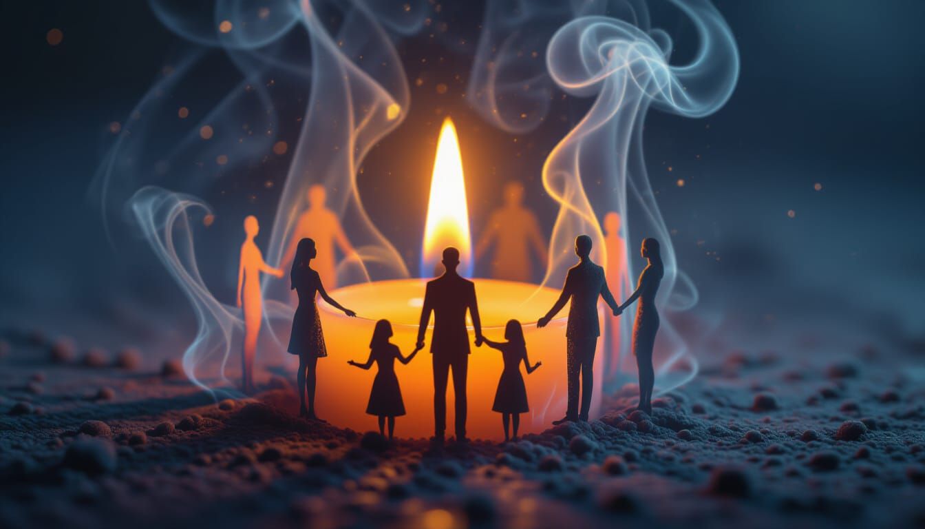 Candle Flame Reveals Ethereal Fire Figures in Darkness