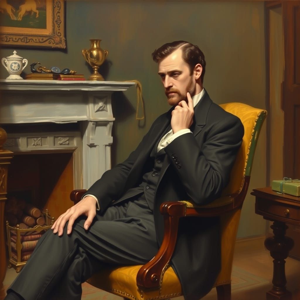 Victorian Gentleman in Expressionistic Oil Painting