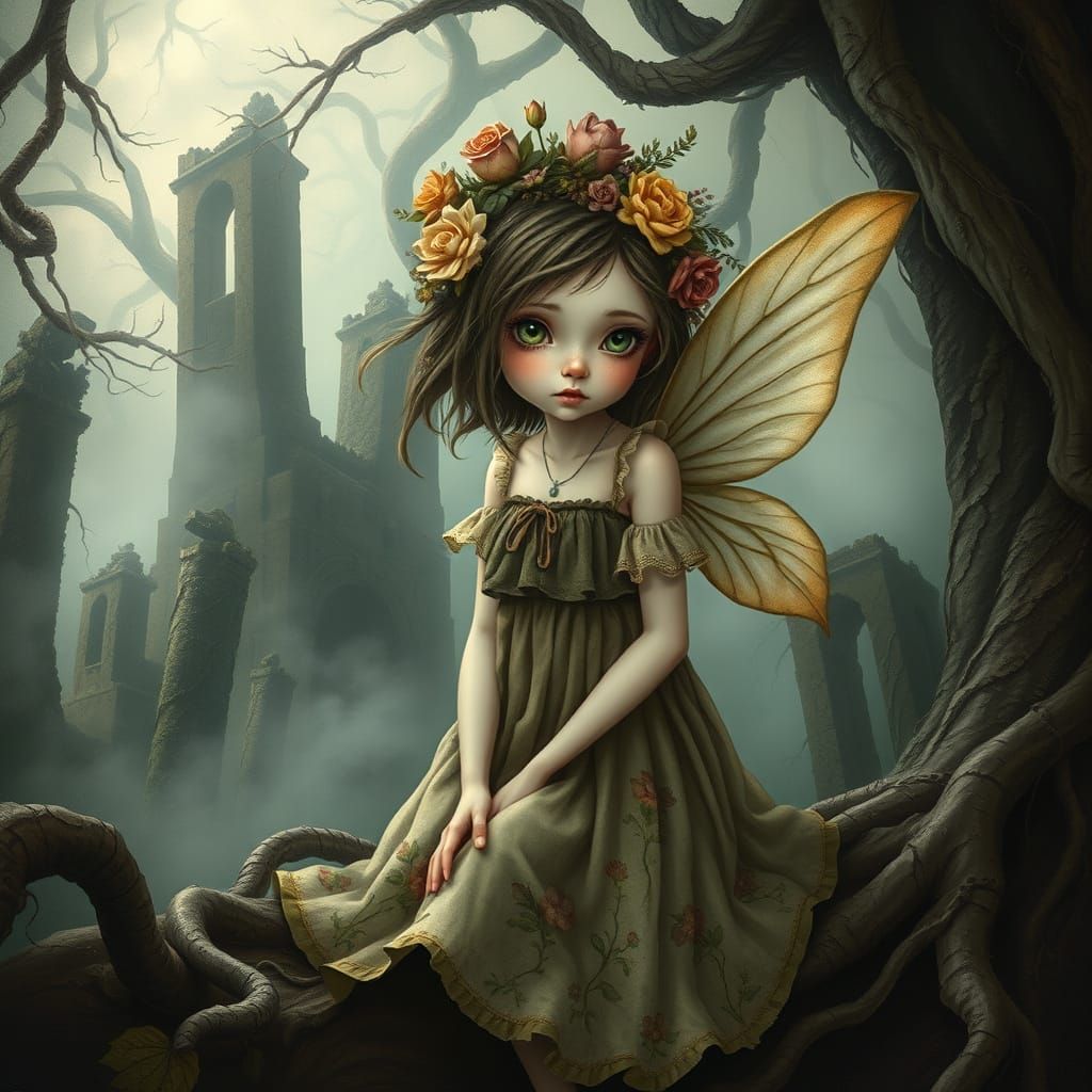 Pixie in Mystical Forest, Ethereal Lighting