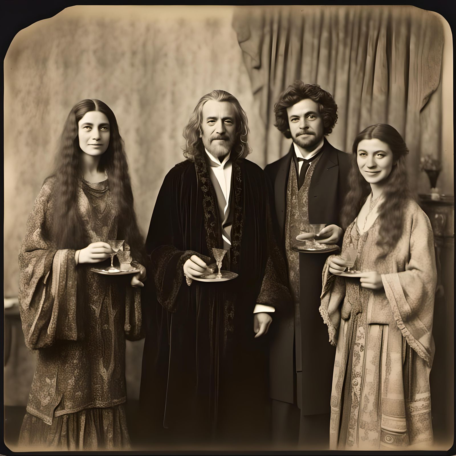 Elegant Social Gathering in Black and White Photo Style