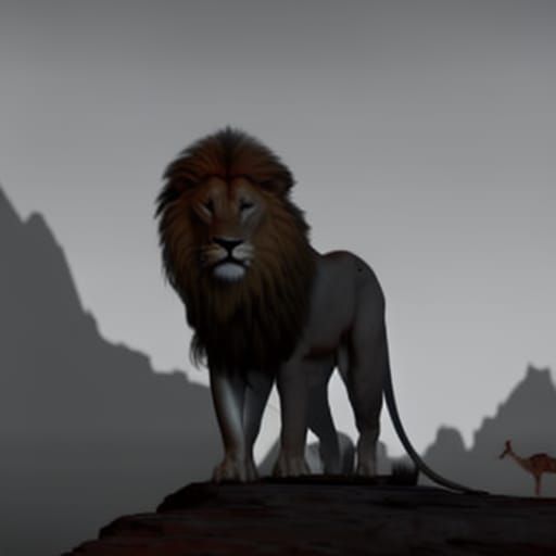 Lion Attacks Gazelle: 3D Height Map in Grayscale