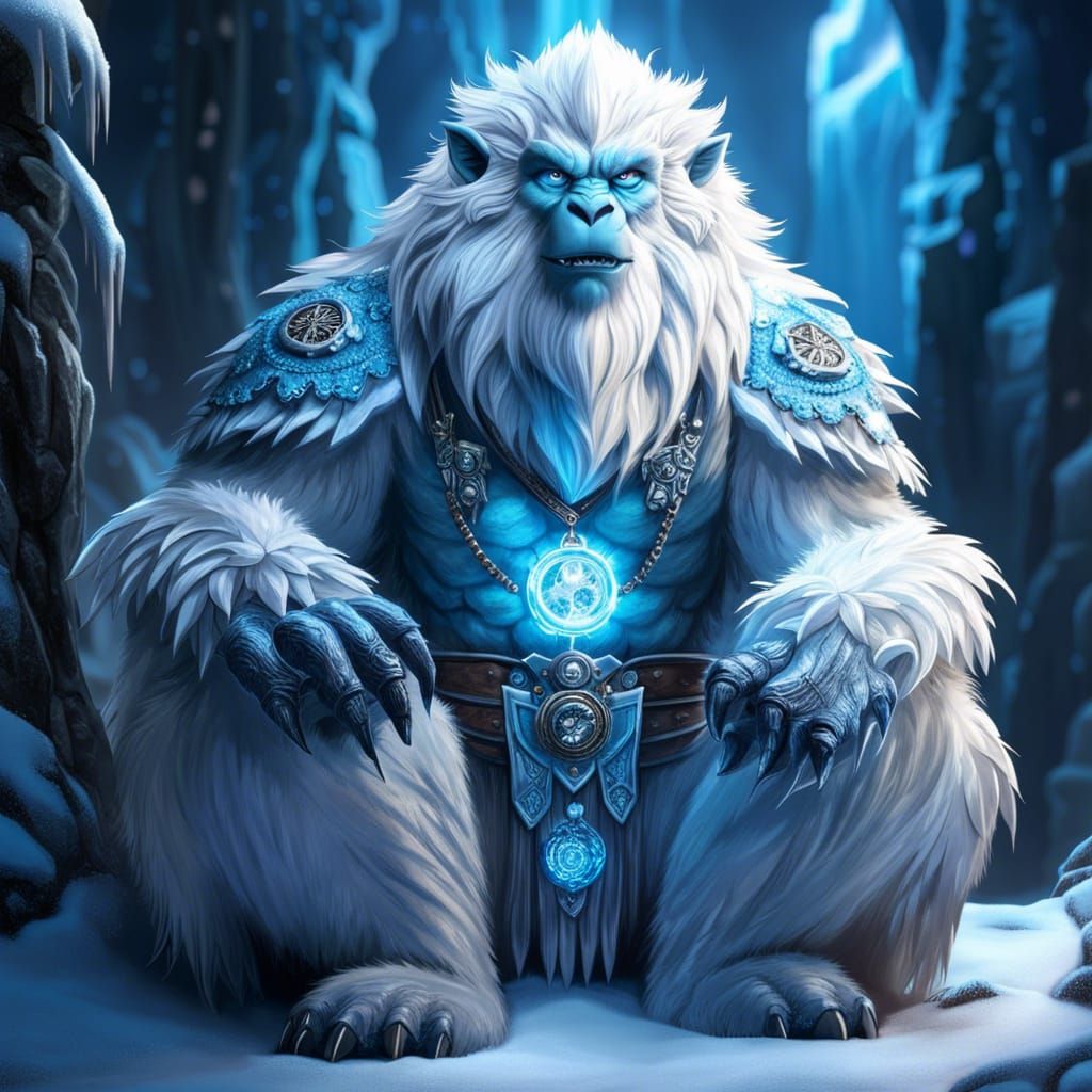 Awe-Inspiring Yeti Portrait in Ice Studio