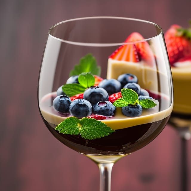 Delicious Berry Dessert in Wine Glass, Photorealistic 8k