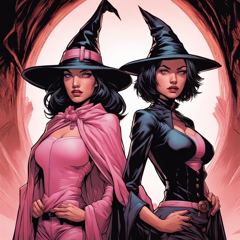 Sister Witches in Comic Book Art Style