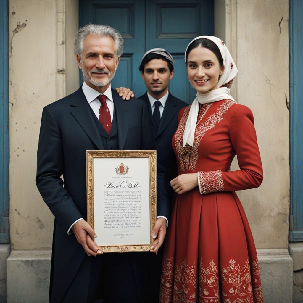 Elegant Georgian Couple in Traditional Attire, Radiant with ...