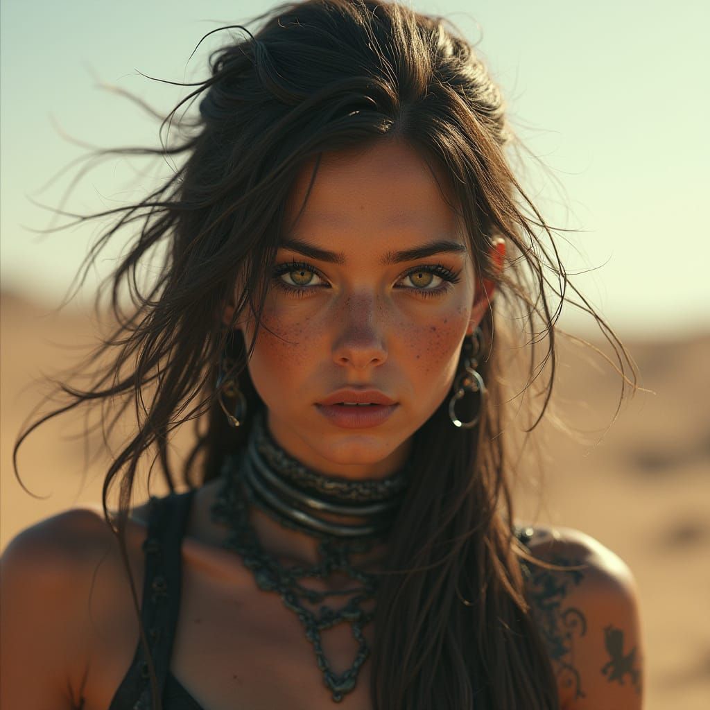 Cyborg Warrior in Dramatic Low-Angle Lighting