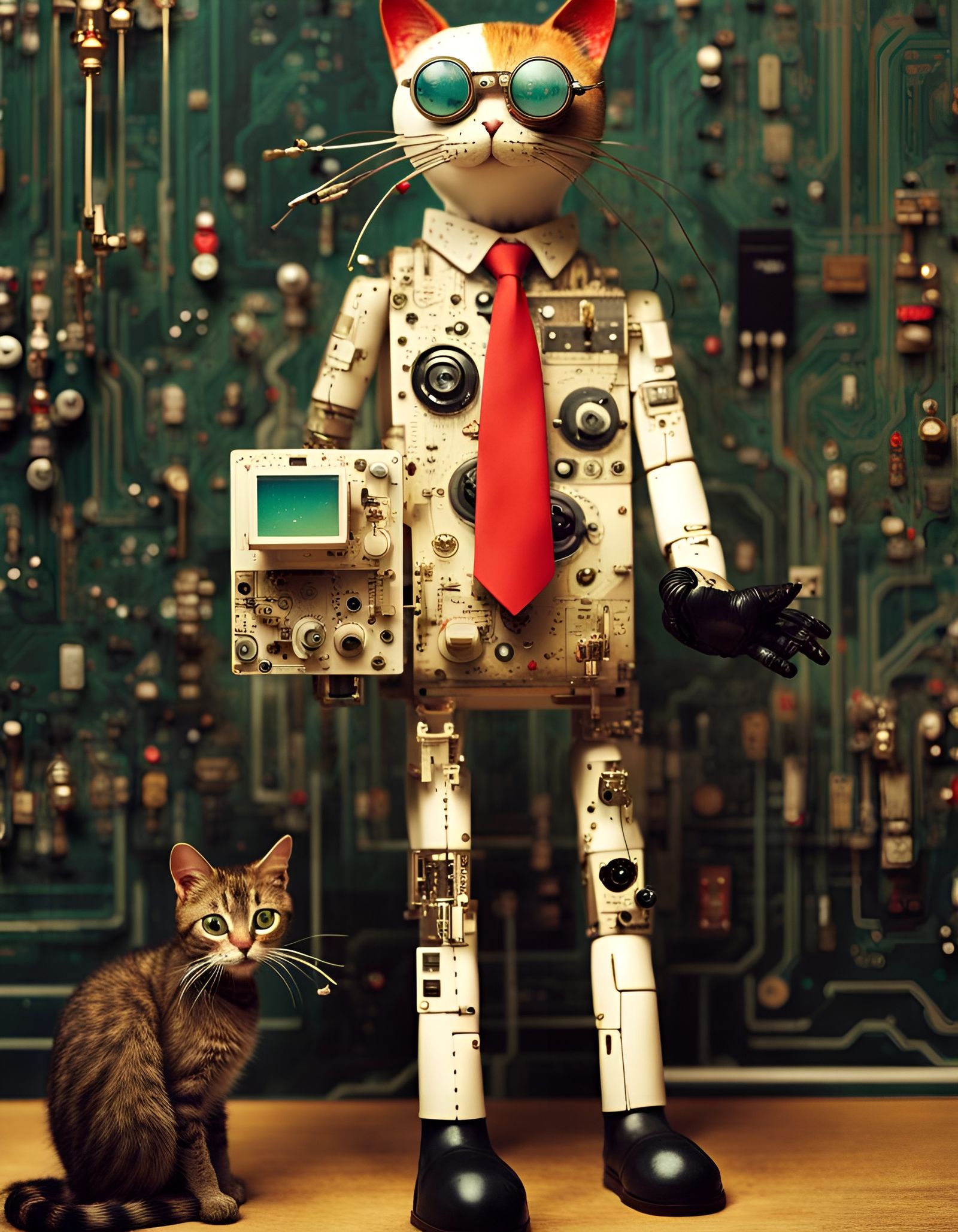 Early cat bot model with cat.