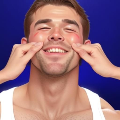 Handsome man getting his cheeks pinched