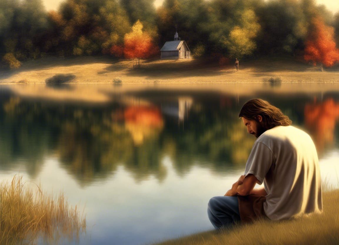 Jesus Reflection Appears in Lakeside Portrait