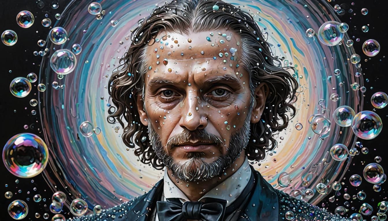 Iridescent Soap Bubble Gentleman: Abstract Art Masterpiece