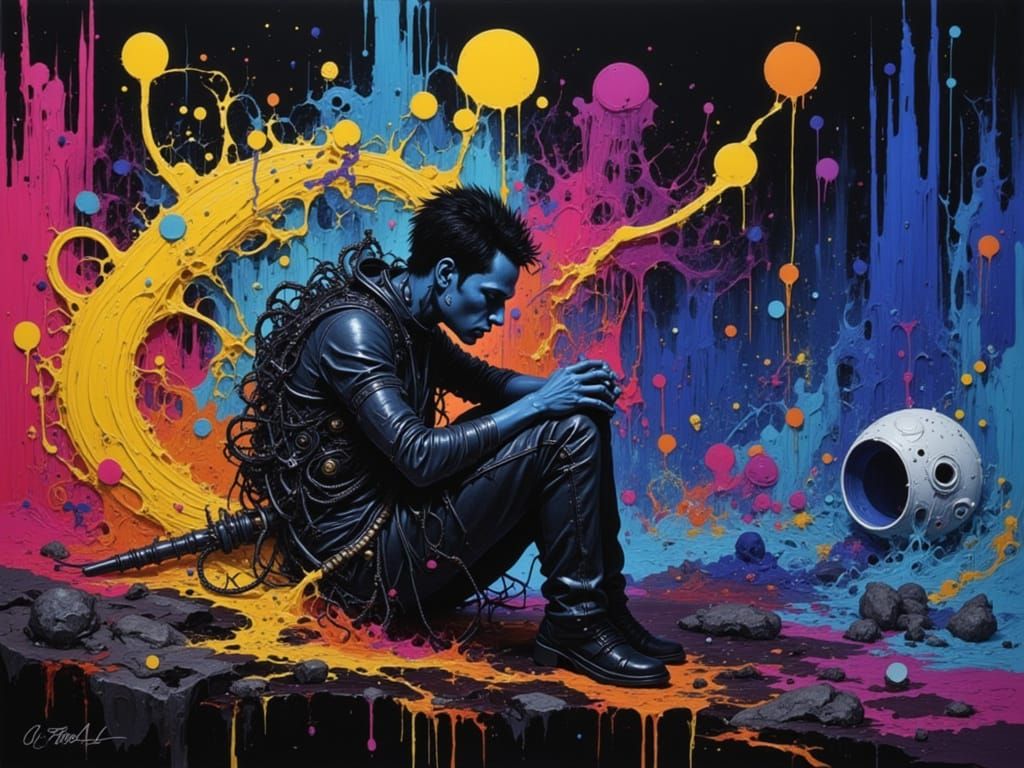 Portrait of a Person Waiting in Dynamic Lighting