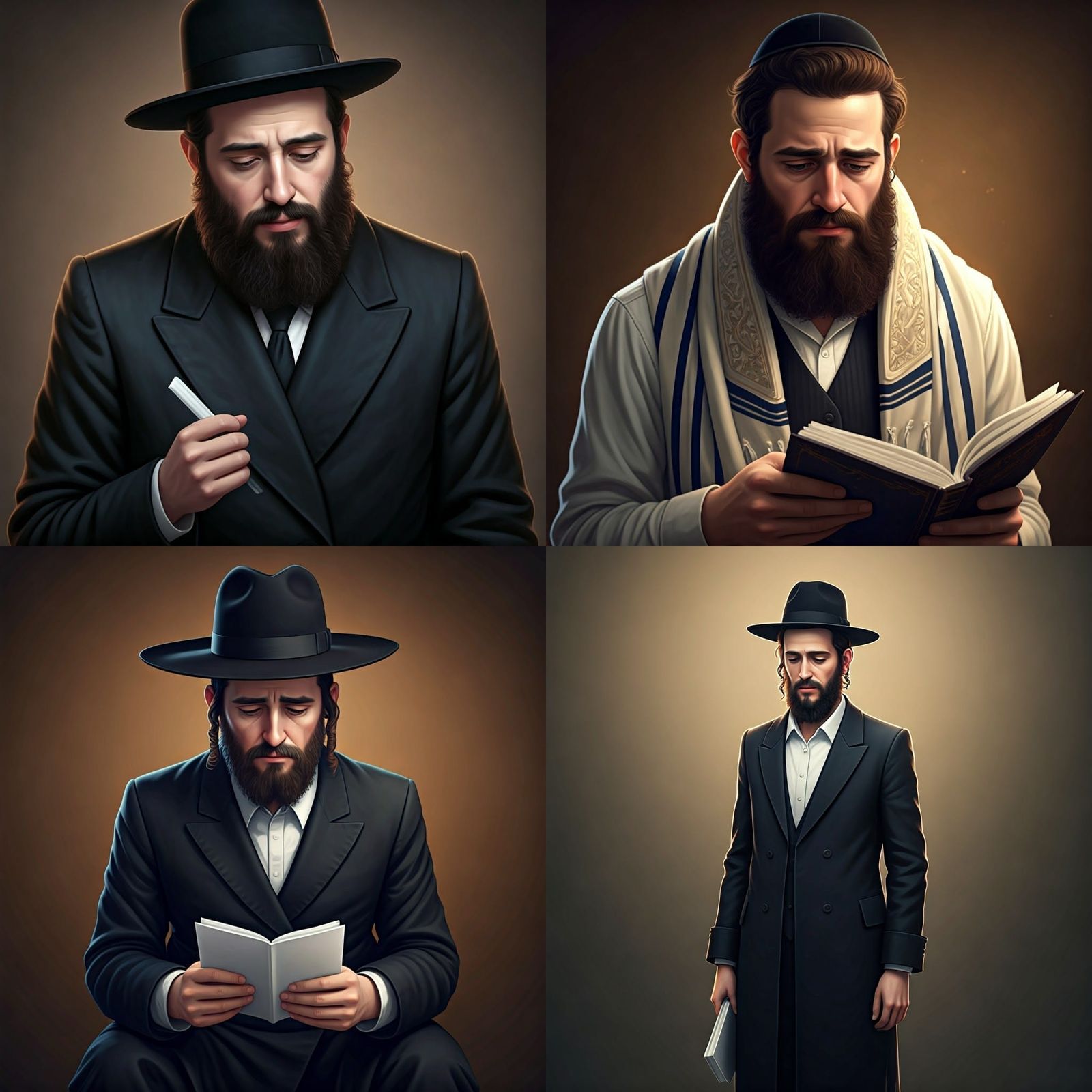 Ultra-Orthodox Man Contemplates Life with Sacred Textures