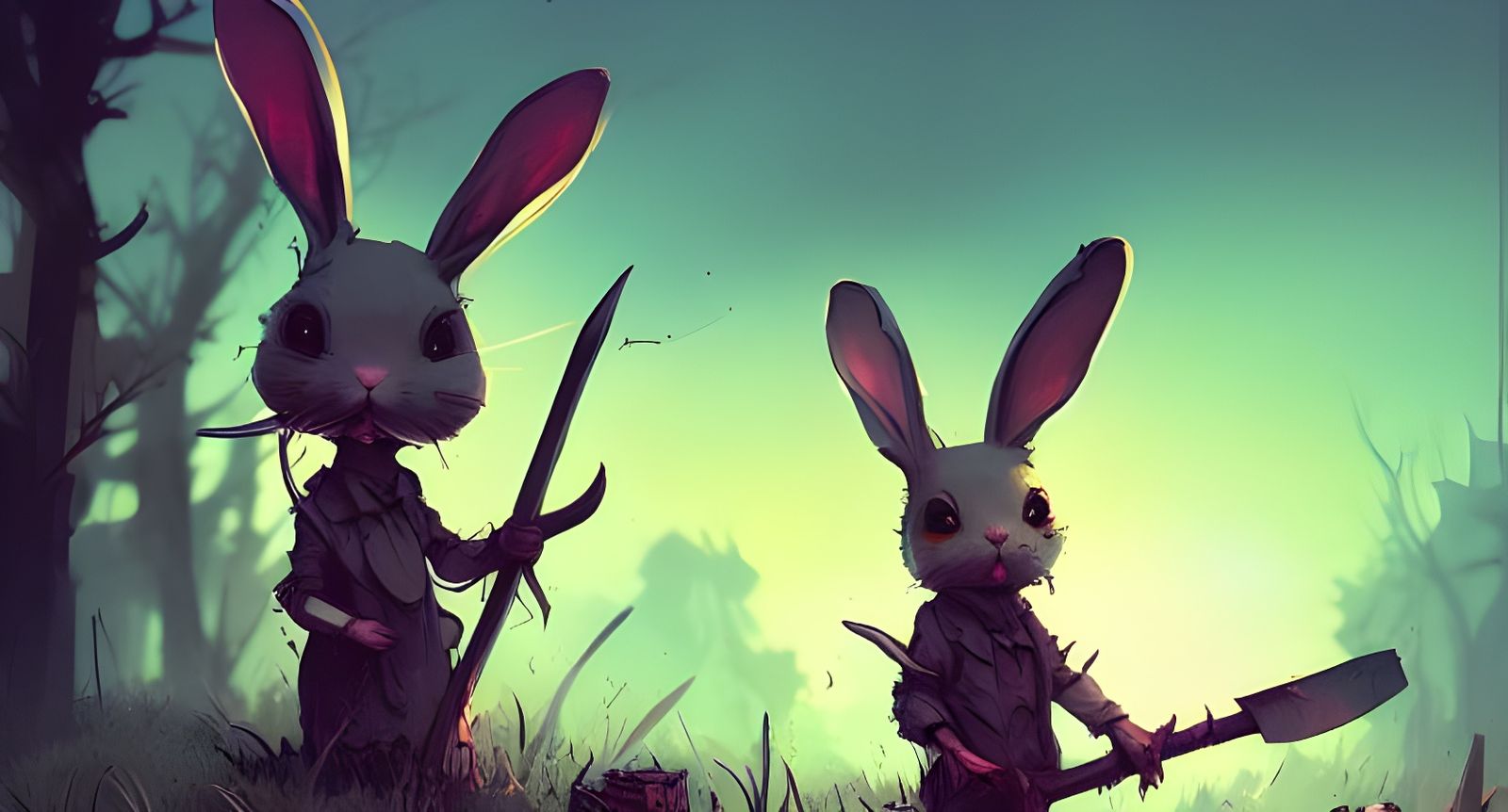 Cute Bunny Gravedigger in Sinister Style