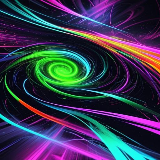 Vibrant Neon Flux Flows in Abstract 3D Digital Art