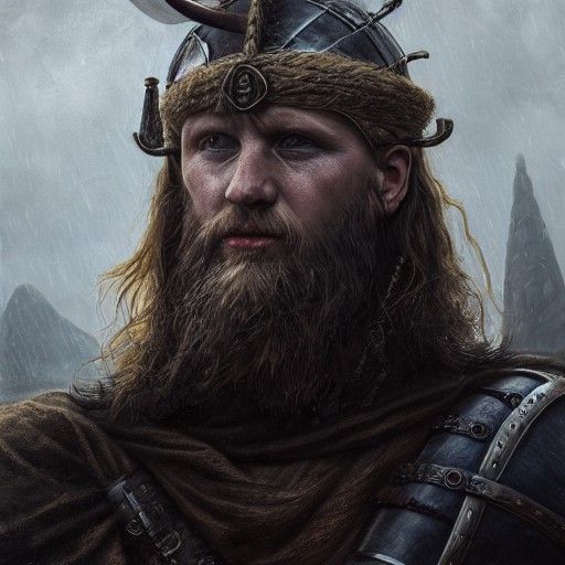 Norse God Viking Warrior in Detailed Matte Painting