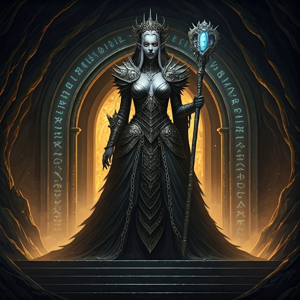 Drow Matriarch of Nyxgard: Dark Fantasy Digital Painting