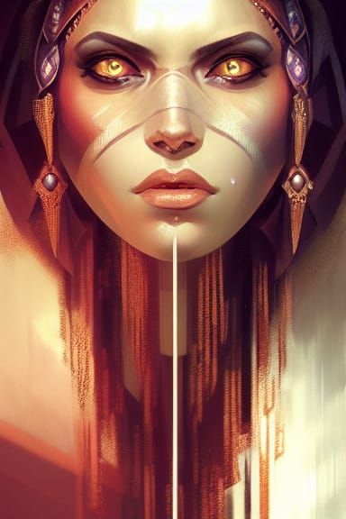 Queen Semiramis Portrait in Art Nouveau Style