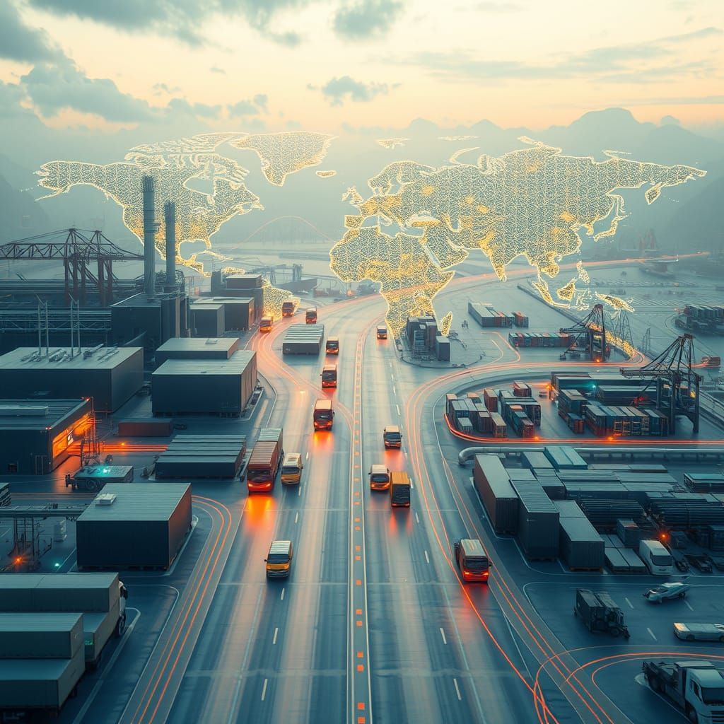 Global Logistics Network in a Futuristic Style