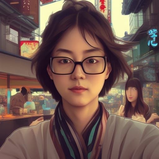 Food Vlogger Selfie at Fukuoka Noodle Stand