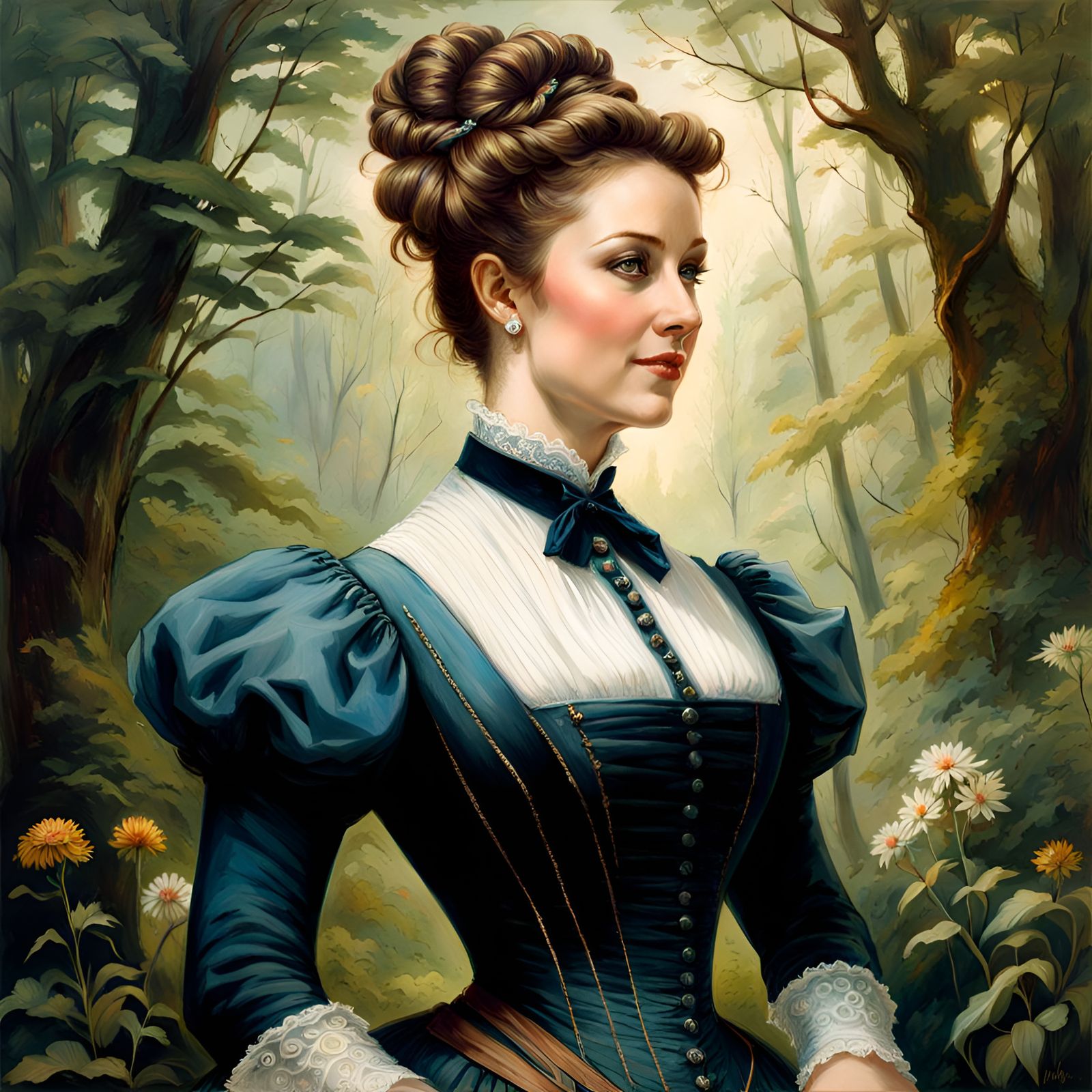 Elegant Victorian Beauty in a Mystical Garden