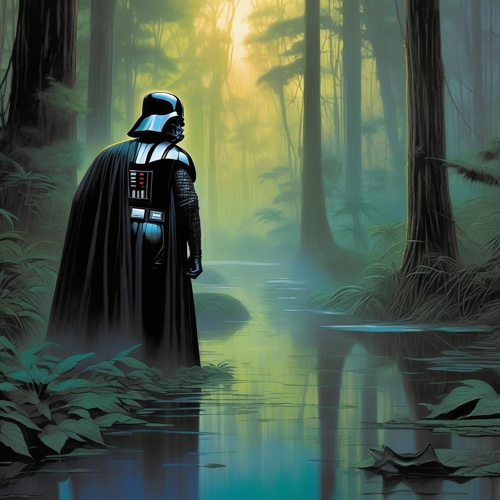 "Darth Vader reveals the truth to Luke Skywalker in a misty Dagobah swamp. Capture the shock and emotion on Luke's face ...