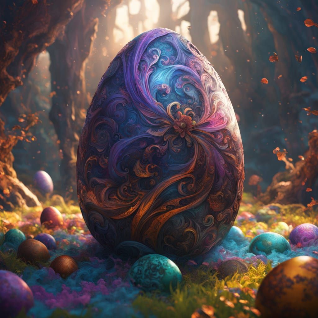 Psychedelic Easter Eggs in a Vibrant Void