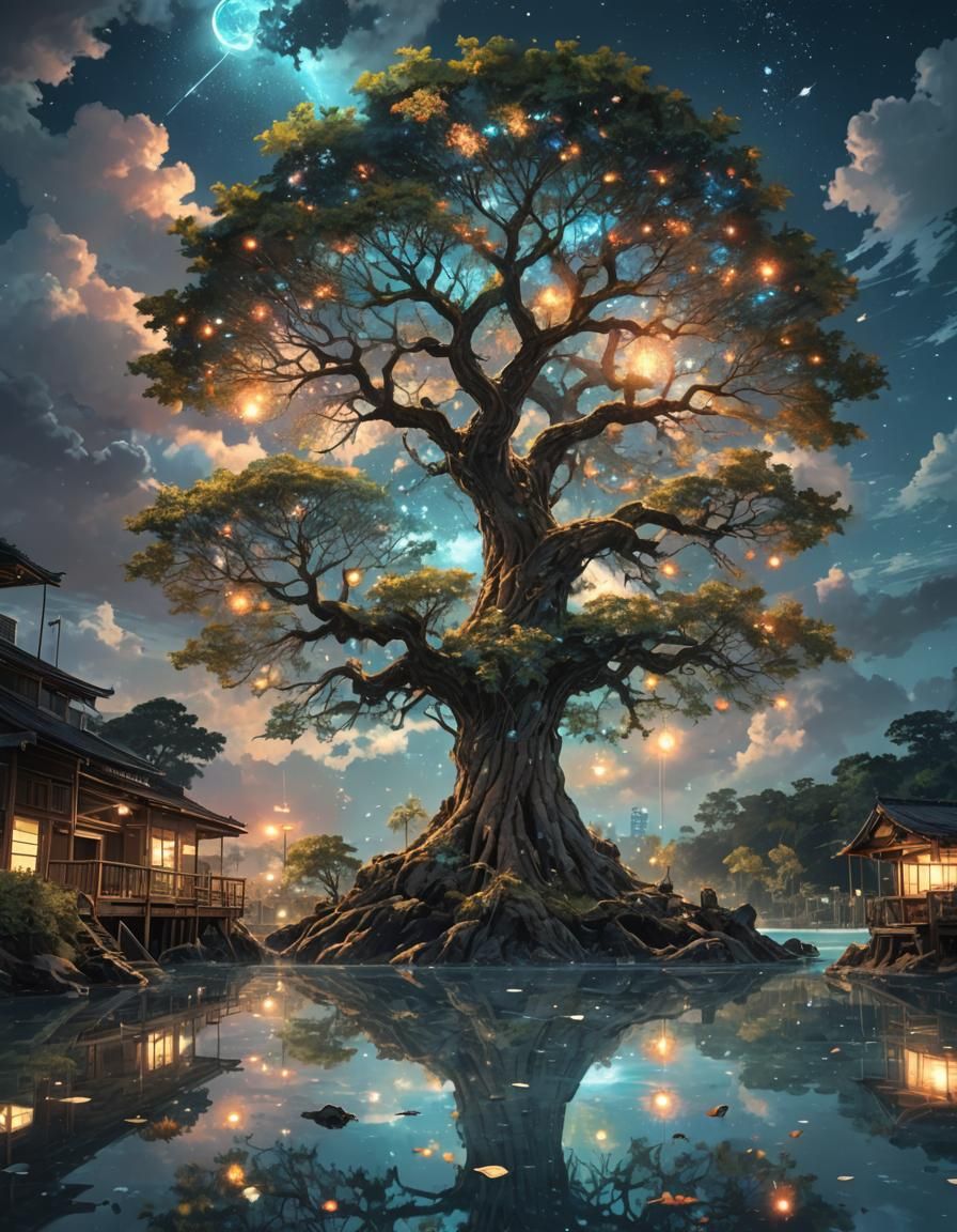 Enchanted Tree of Life in Manga Style