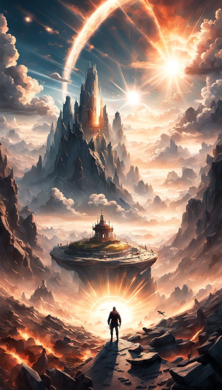 Stunning Futuristic Officer in a Swirling Vortex of Clouds a...