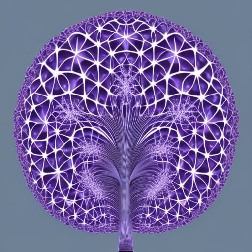 Purple Fractal Tree with Abstract 3D Shading