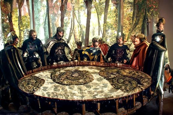 King Arthur and Knights at Round Table Tapestry