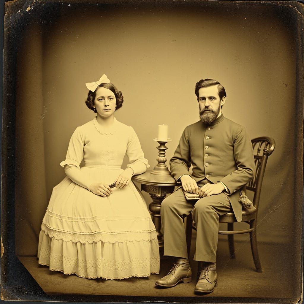 Victorian Couple in Antique Daguerreotype Style