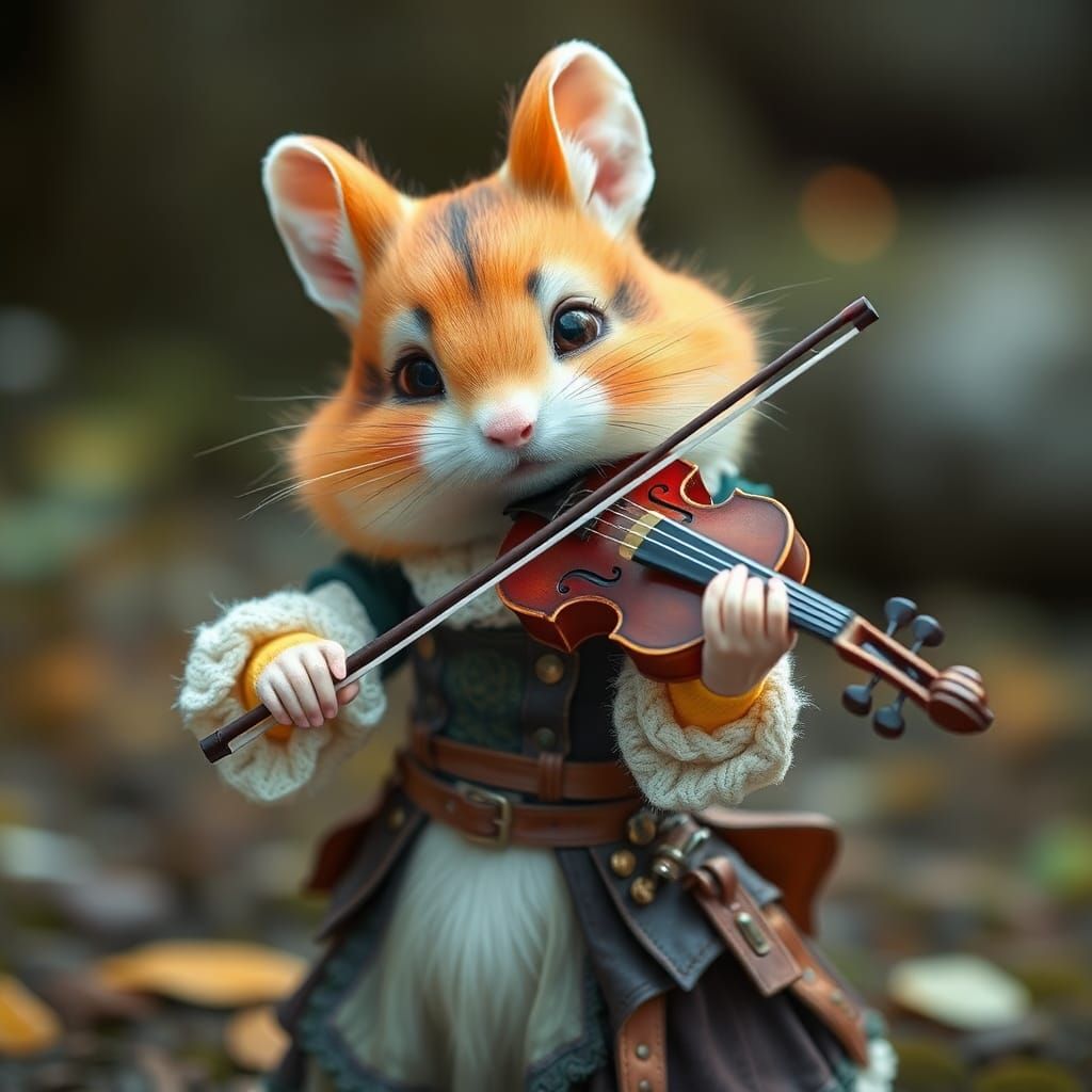 Anthropomorphic Hamster Girl Cosplay Violinist
