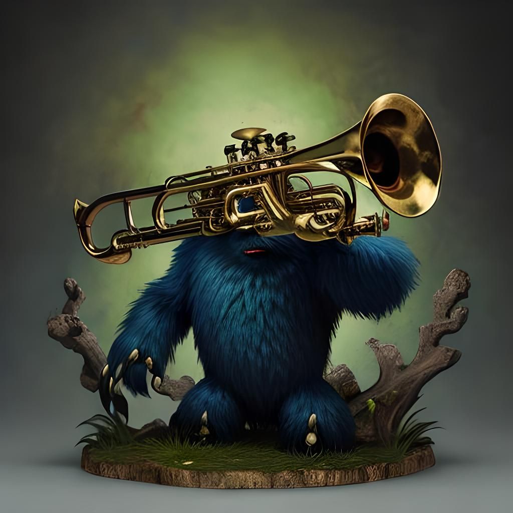One-Eyed Creature Plays Trumpet