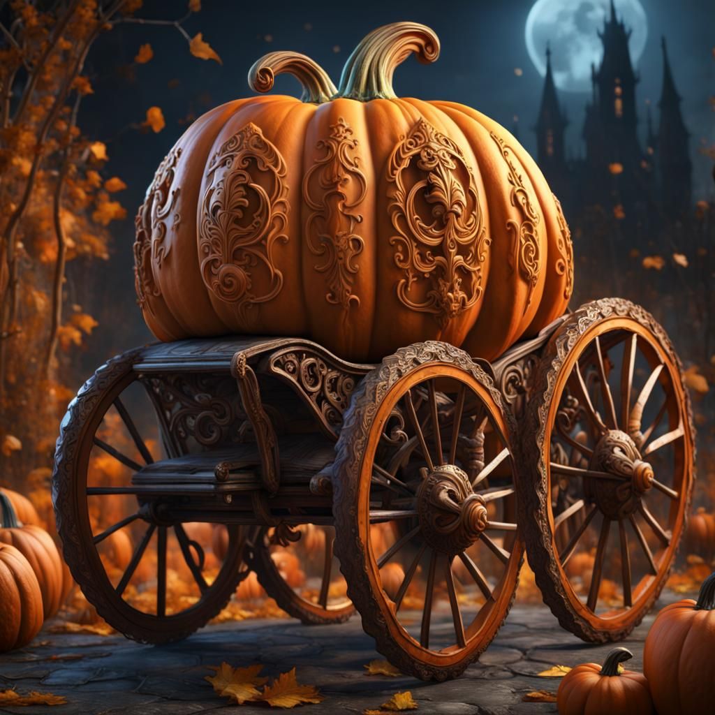 Carved Pumpkin Carriage: Fantasy Concept Art