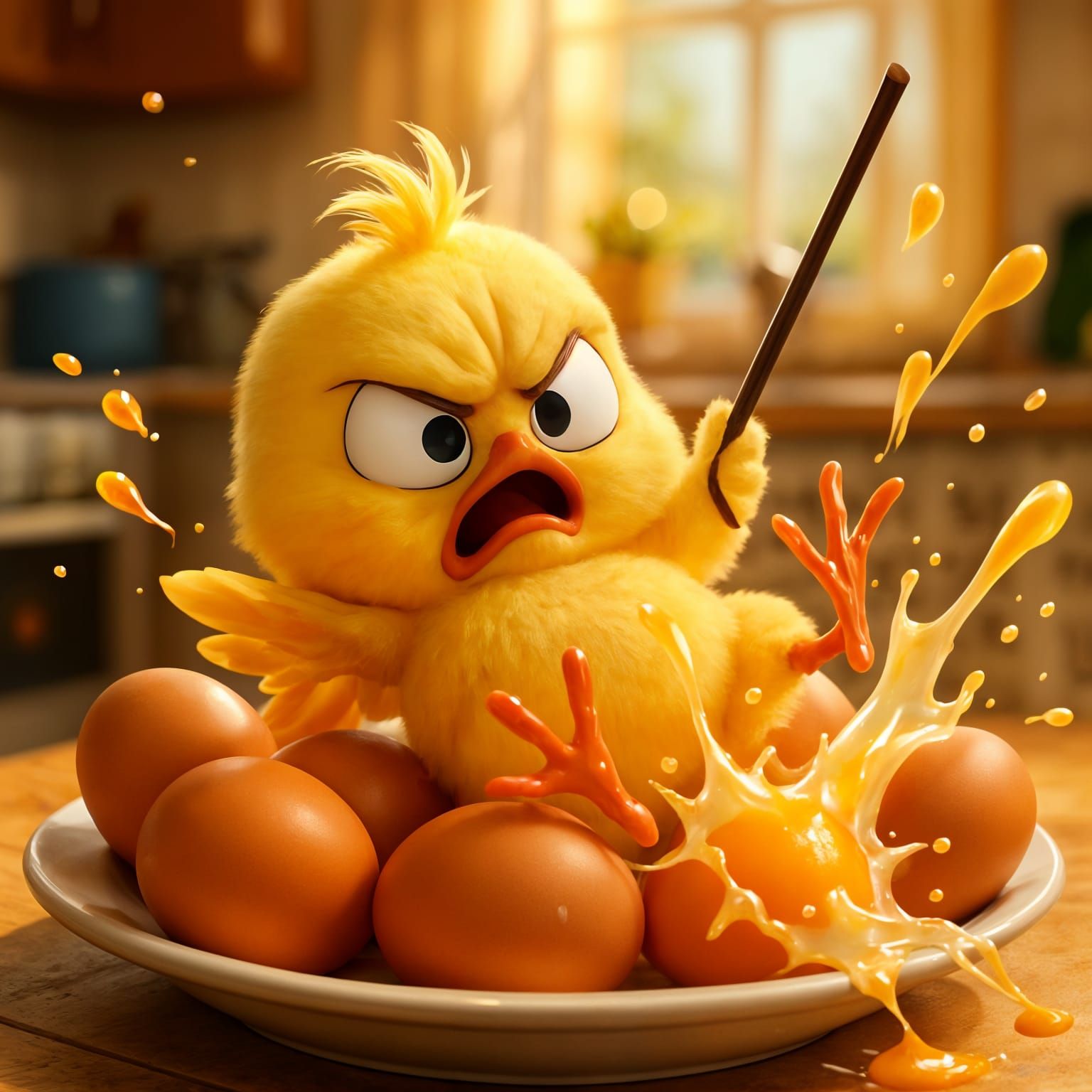 Grumpy Chick's Panic: A 3D Disney Rendering