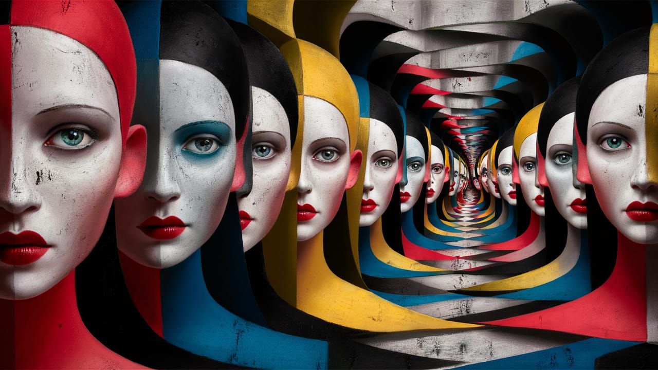 Surreal Abstract Faces in Geometric Designs