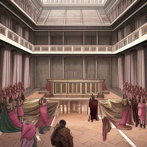 Senate of Ancient Rome in Anime Style
