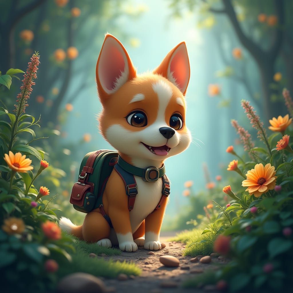 Dog in Mystical Environment: Fantasy Matte Painting