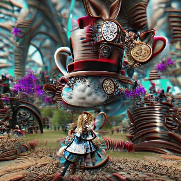 Steampunk Alice in Wonderland in Detailed 3D