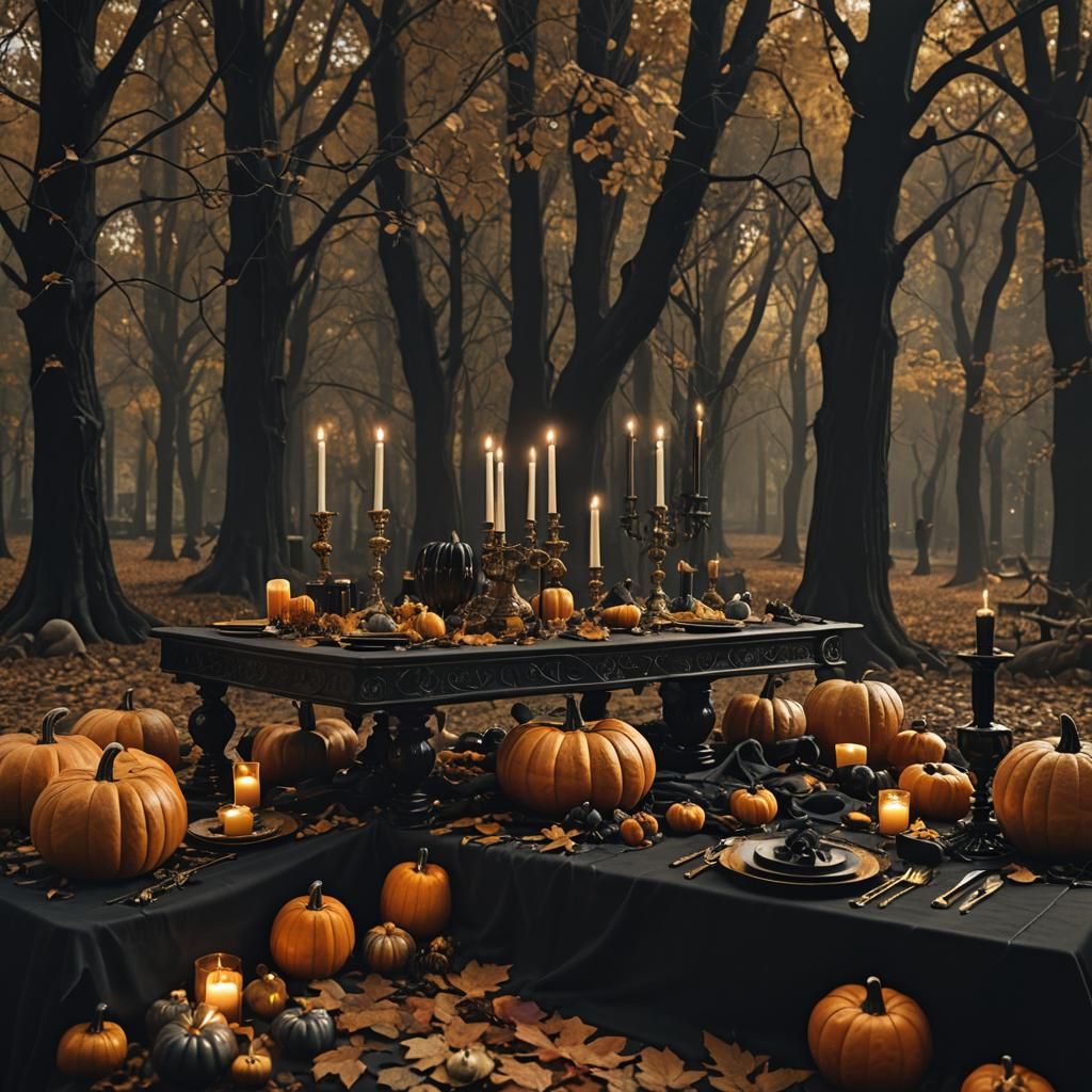 Gothic Halloween Dinner in a Dark Forest