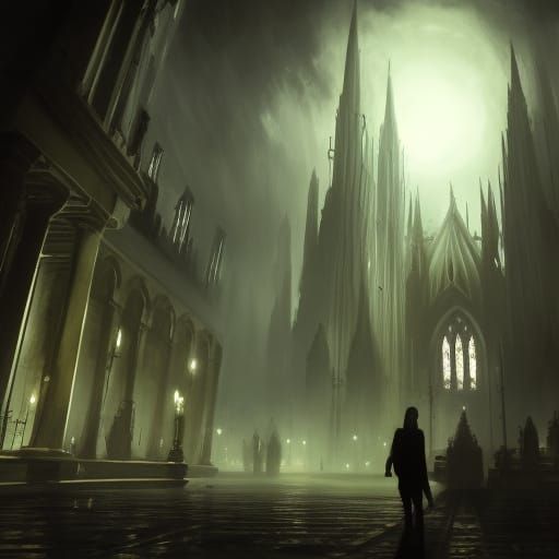 Lasombra Vampire in Cathedral with Living Shadows
