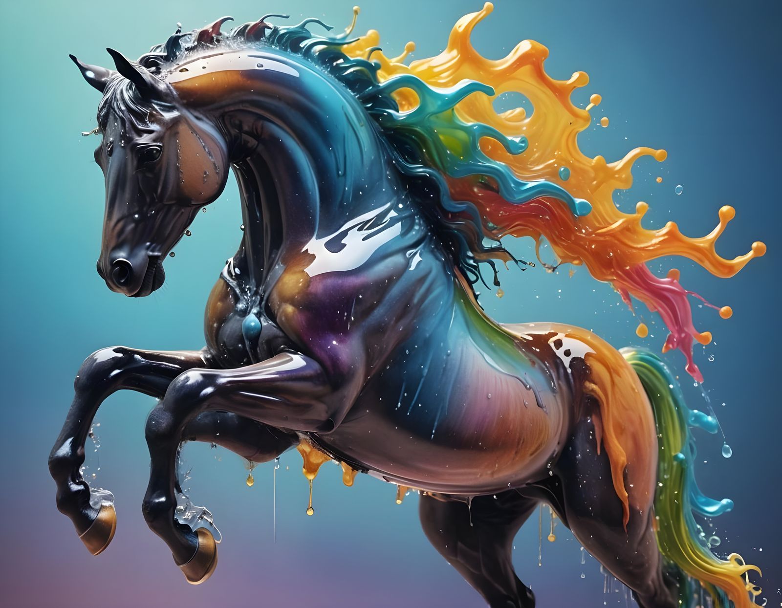 Horse made out of dripping water