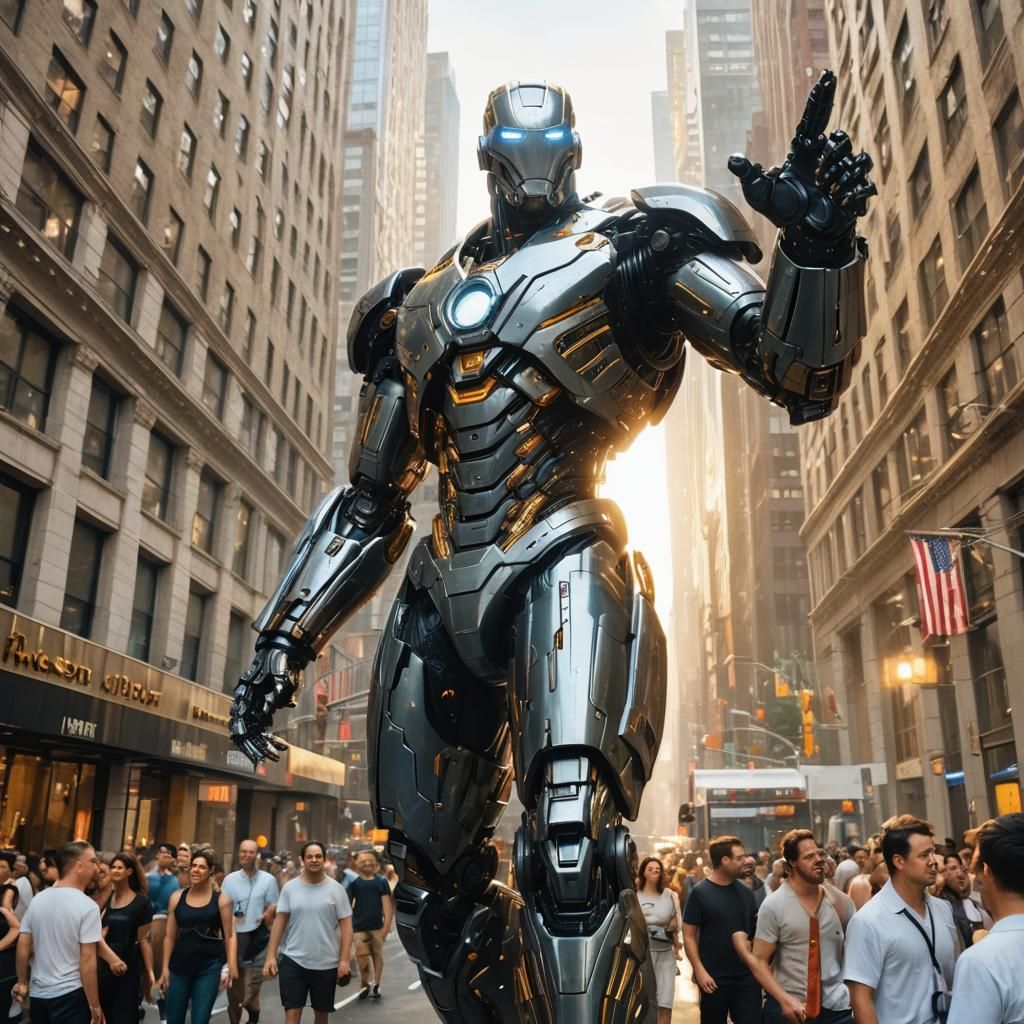 Giant Cyborg Dominates Manhattan in Photorealistic Sci-Fi