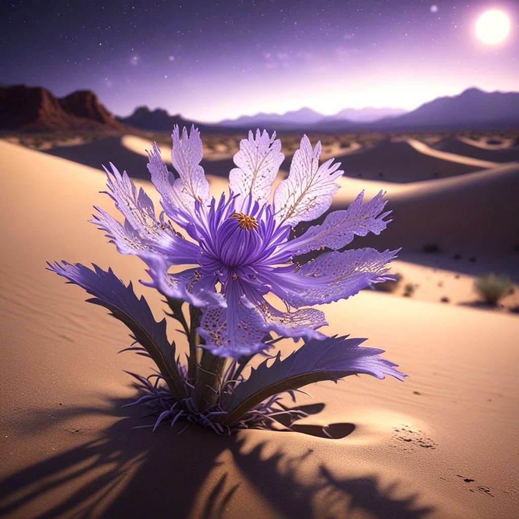 Mysterious Glowing Desert Flower in Cinematic Style