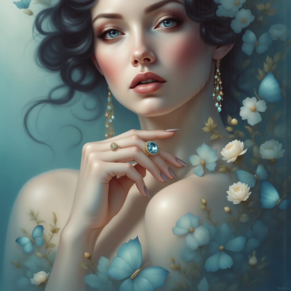 Gilded Mirror Engagement Ring in Fantasy Details