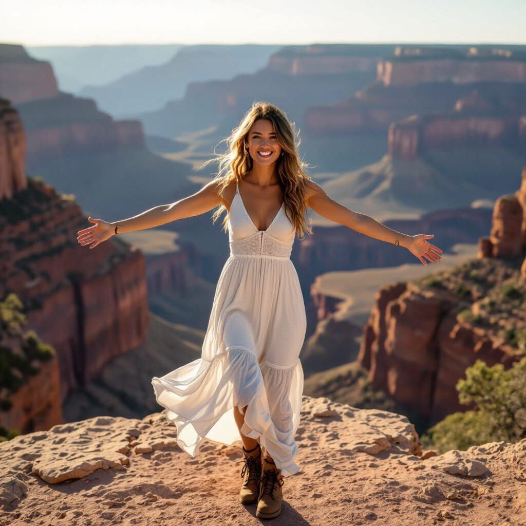 Grand Canyon Vista: A Woman's Embrace of Nature