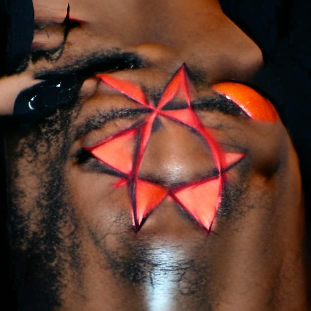 Blood Orange Pentagram on Black Background