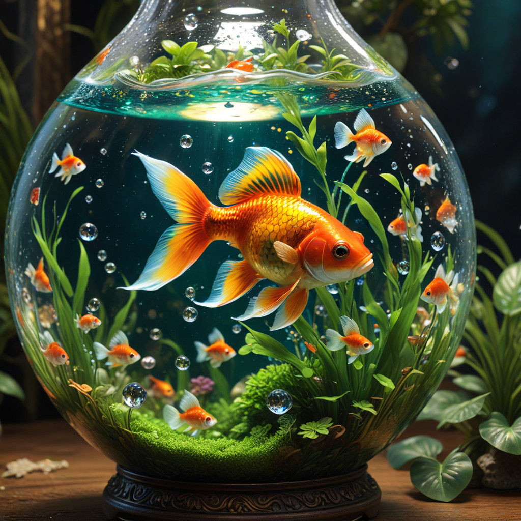 A Vibrant Aquarium Scene in a Whimsical Digital Art Style