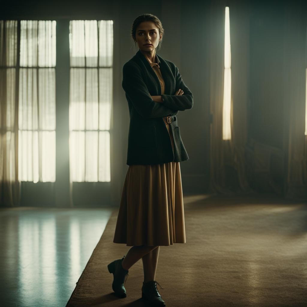 Empowering Woman in Atmospheric Cinematic Still