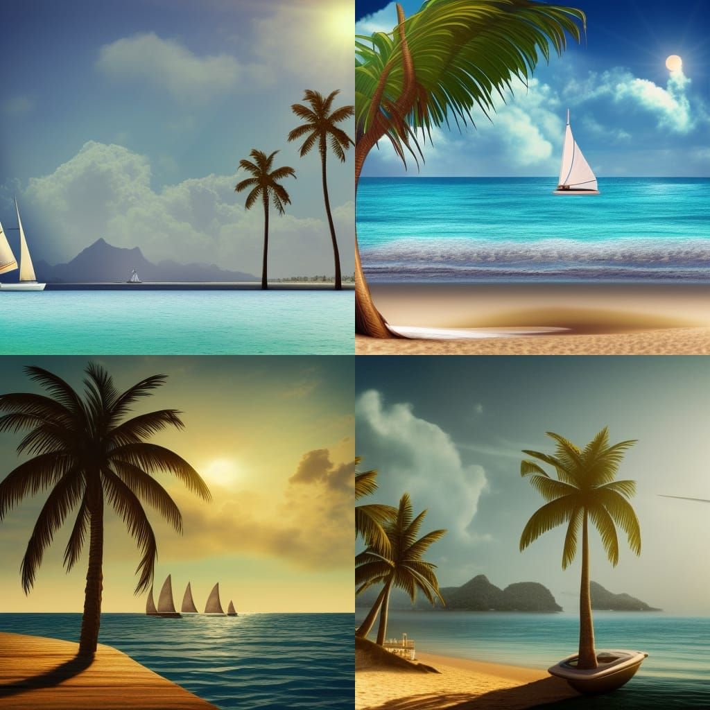 Sailboat at Beach: Epic Cinematic Digital Painting